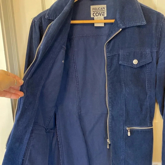 Vintage Corduroy Pelican Cove Navy Mid Length Jacket Sz M Grunge Military 90's - Picture 6 of 15